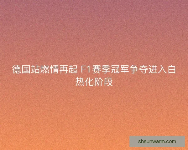 德国站燃情再起 F1赛季冠军争夺进入白热化阶段 德国站燃情再起 F1赛季冠军争夺进入白热化阶段