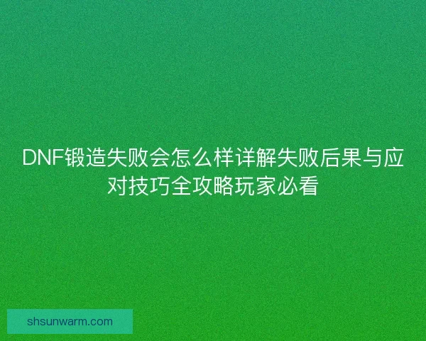 DNF锻造失败会怎么样详解失败后果与应对技巧全攻略玩家必看